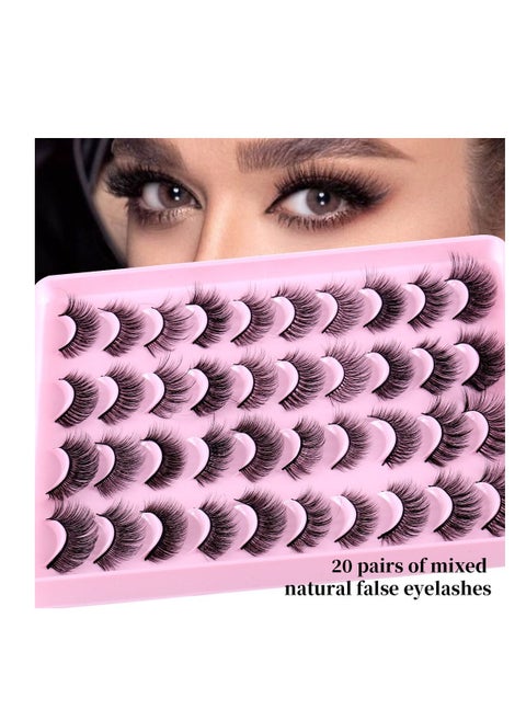 Manga Lashes 20 Pairs Assorted Natural Look Fluffy False Eyelashes