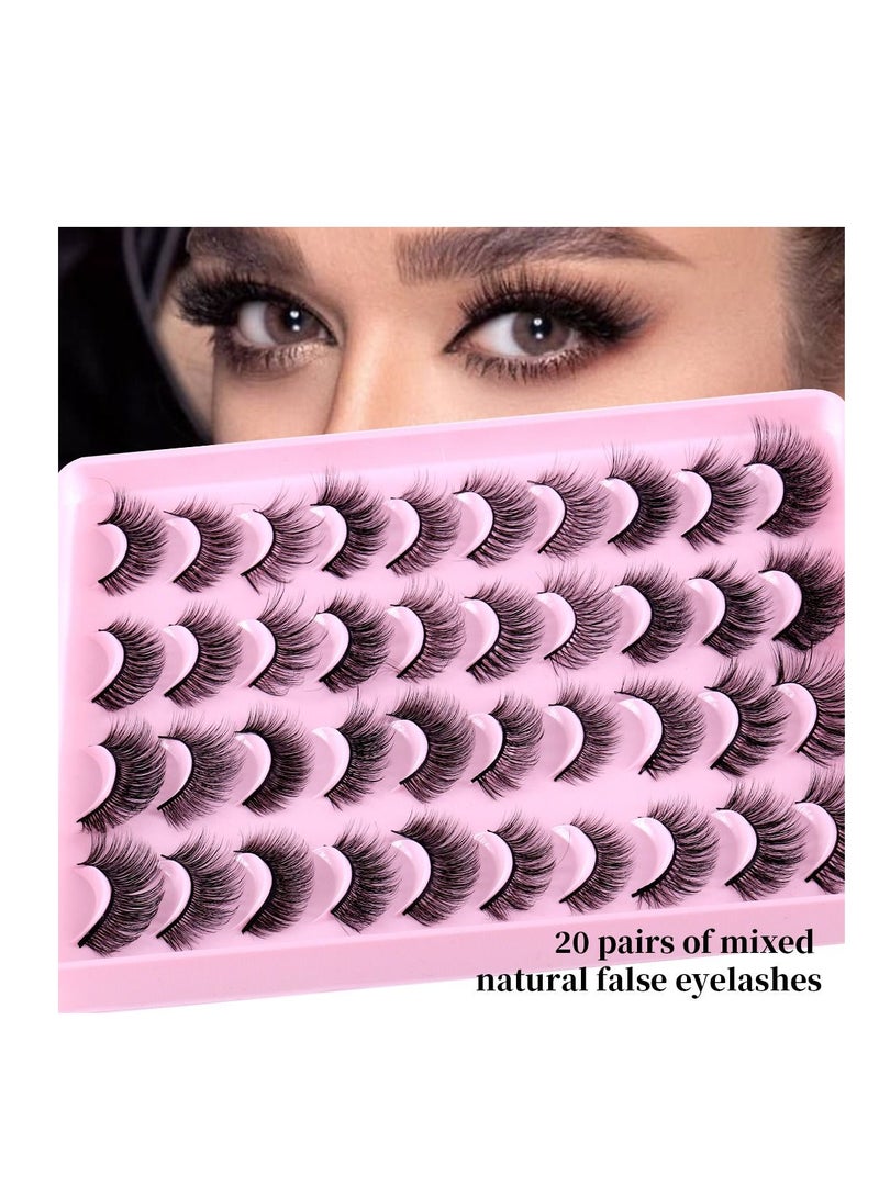LashesMD Manga Lashes 20 Pairs Assorted Natural Look Fluffy False Eyelashes - Image 1