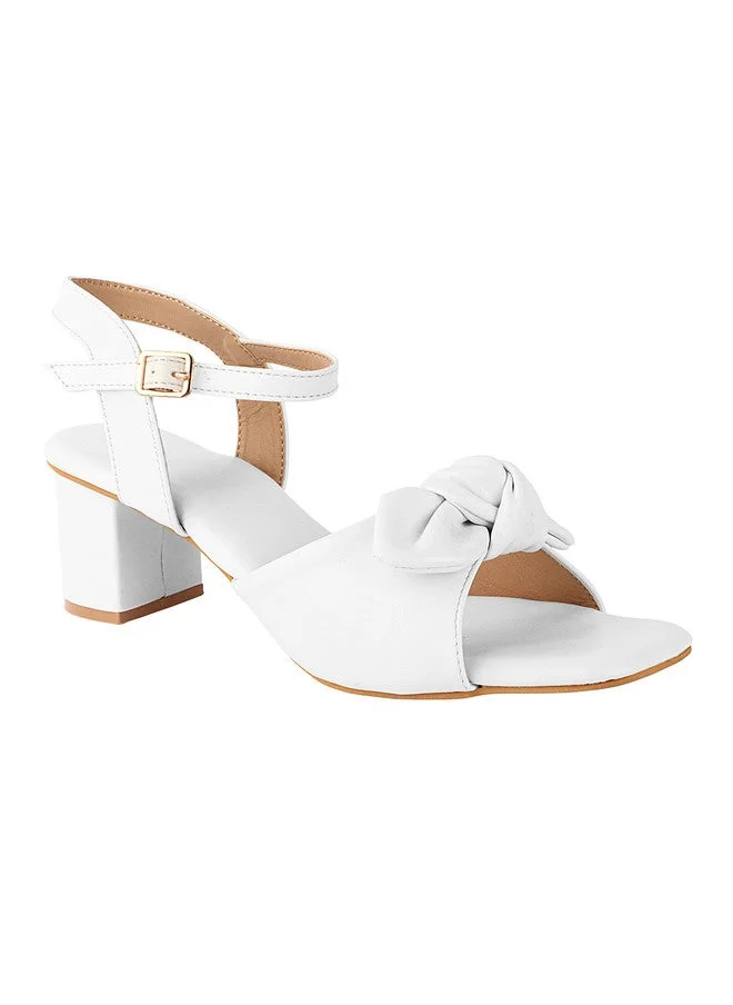 شوتوبيا Shoetopia Girls White Block Heels with Bows