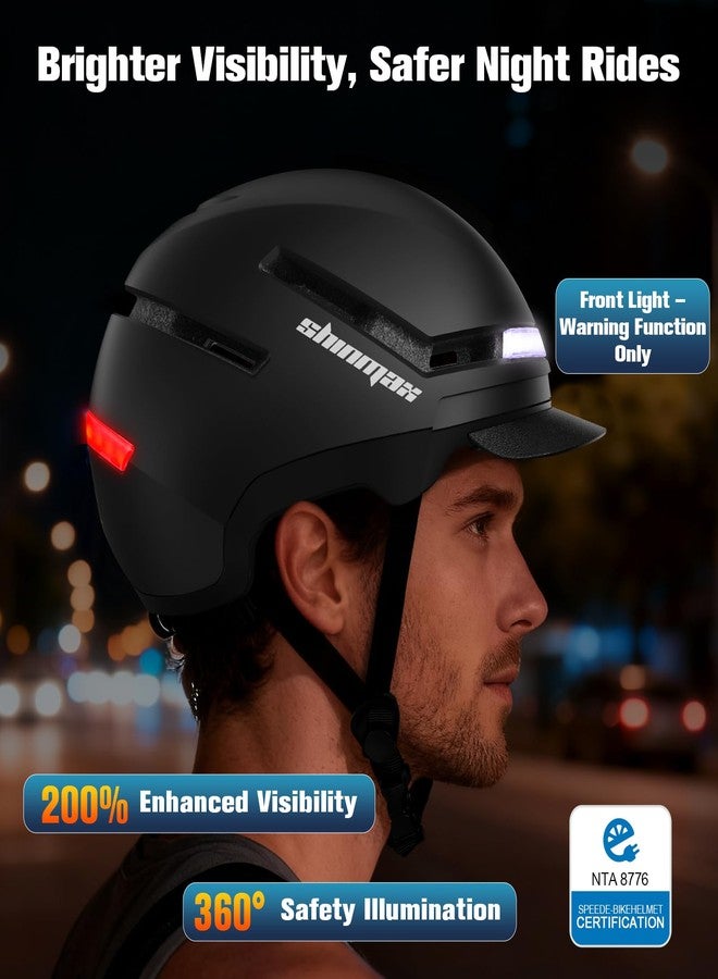 Shinmax Bike Helmet with Turn Signals, NTA Certified up to 45km/h, Bicycle Helmet for Men Women with USB Rechargeable Rear Light, Viser, Cycling Helmet for E-Bike & S-Pedelec,Scooter, Commuter, Adults - Image 3