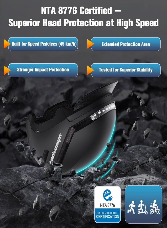 Shinmax Bike Helmet with Turn Signals, NTA Certified up to 45km/h, Bicycle Helmet for Men Women with USB Rechargeable Rear Light, Viser, Cycling Helmet for E-Bike & S-Pedelec,Scooter, Commuter, Adults - Image 4