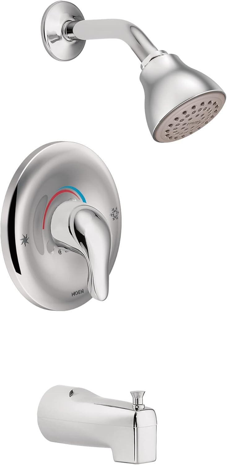 Moen Chateau Chrome PosiTemp Bathtub Trim Kit with Shower Head Lever Handle and Tub Spout TL183EP - Image 1