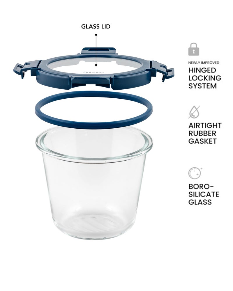 DUBBLIN Keep In Glass Borosilicate Glass Container 700ml - Round, Clear | Oven, Freezer & Microwave Safe Storage Solution (1 Piece) - Image 3