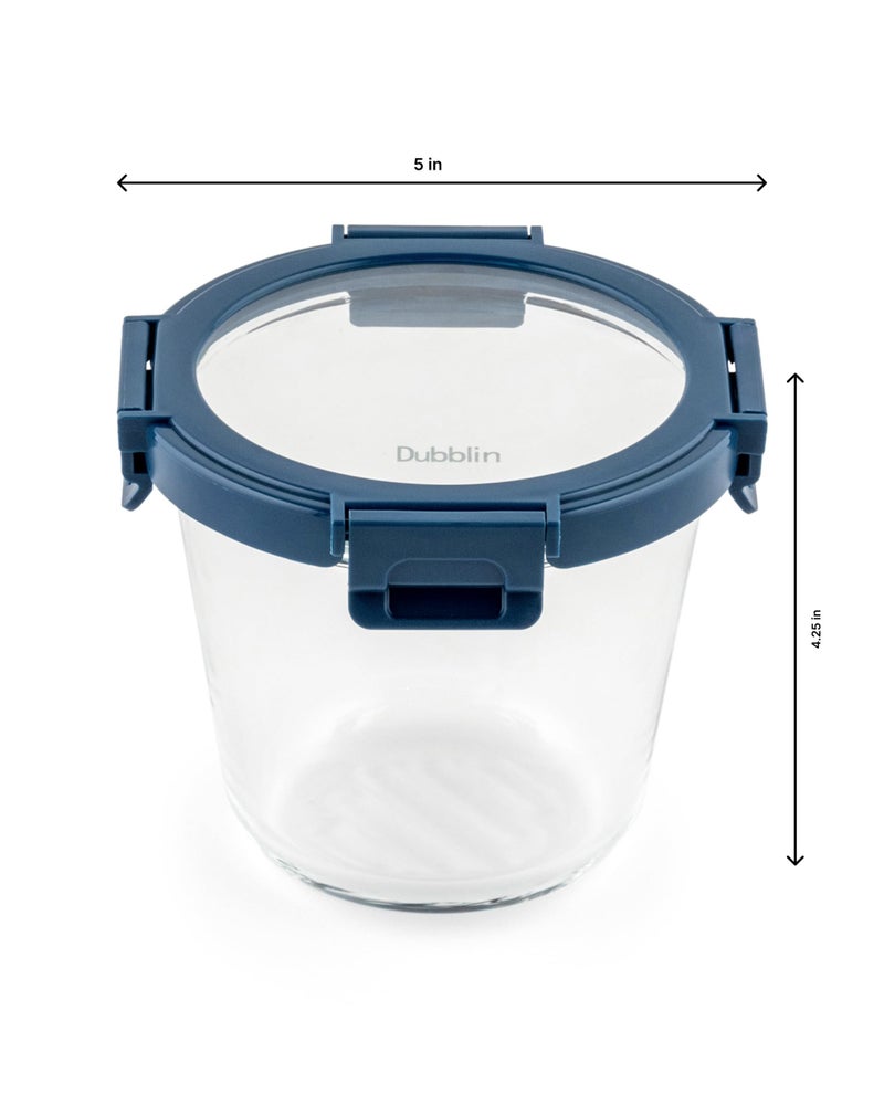 DUBBLIN Keep In Glass Borosilicate Glass Container 700ml - Round, Clear | Oven, Freezer & Microwave Safe Storage Solution (1 Piece) - Image 4