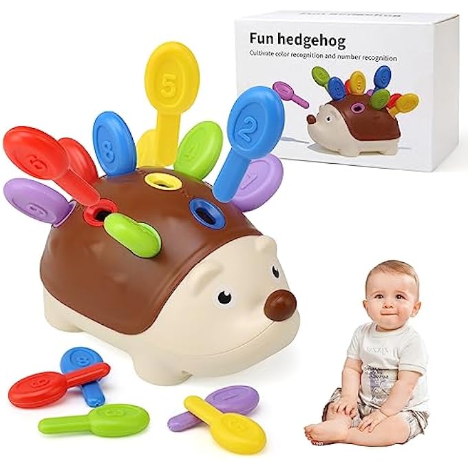 PLUG-IN GAME FROM 1 YEAR, HEDGEHOG MONTESSORI TOY BABY, MOTOR SKILLS TOY TRAINS HAND EYE COORDINATION TODDLER LEARNING TOY GIFTS FOR CHILDREN BOYS GIRLS FROM 1 2 3 YEARS - Image 1