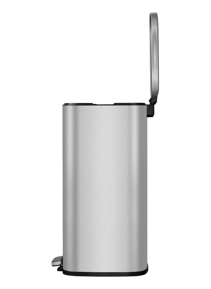 EKO EKO 20L Square Step Bin Stella - Silver | Large Pedal Bin with Soft-Close Lid | Fingerprint-Resistant Finish | Removable Inner Liner  - Image 3