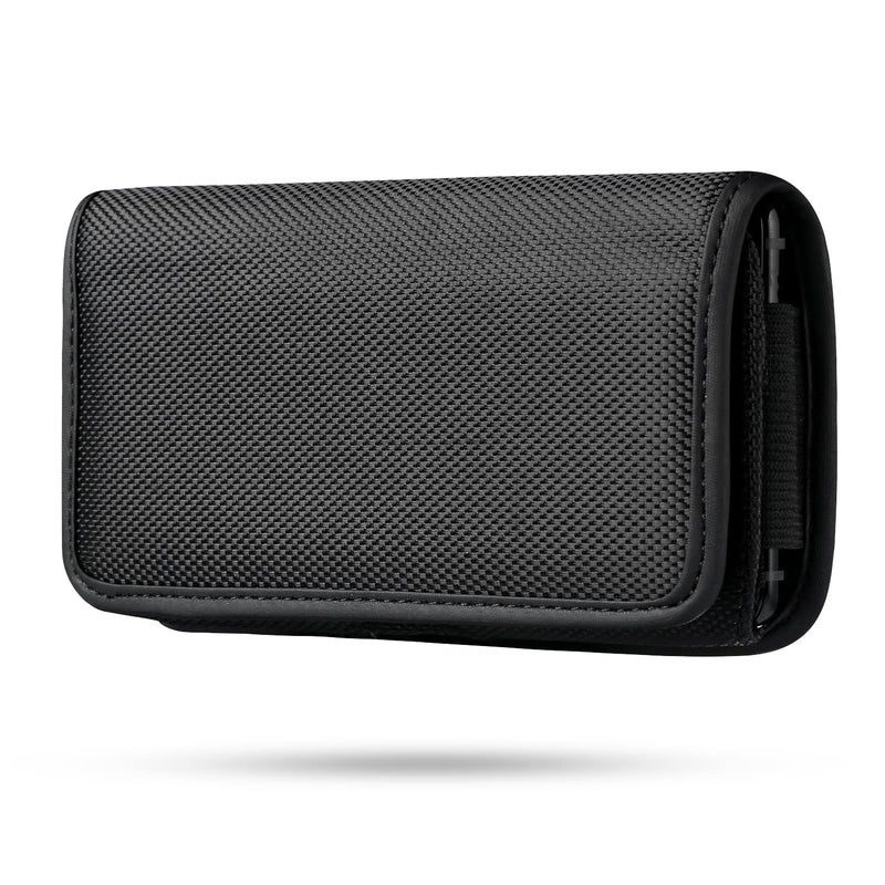SYIDINZN Nylon Cell Phone Pouch Holster Case Bag with Belt Clip for iPhone 14 13 12 11 Pro Max Moto Samsung Galaxy S22 S21 S20 Fe Plus Ultra, A12 A13 A32 A53 A03s Note 20 Ultra (Black-XXL) - Image 1