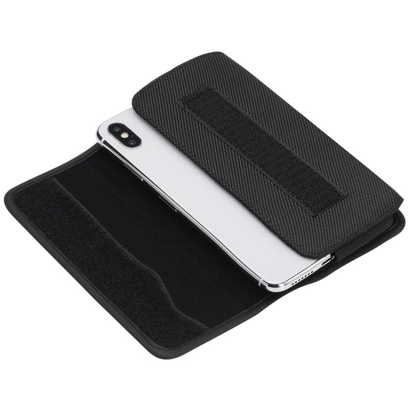 SYIDINZN Nylon Cell Phone Pouch Holster Case Bag with Belt Clip for iPhone 14 13 12 11 Pro Max Moto Samsung Galaxy S22 S21 S20 Fe Plus Ultra, A12 A13 A32 A53 A03s Note 20 Ultra (Black-XXL) - Image 3