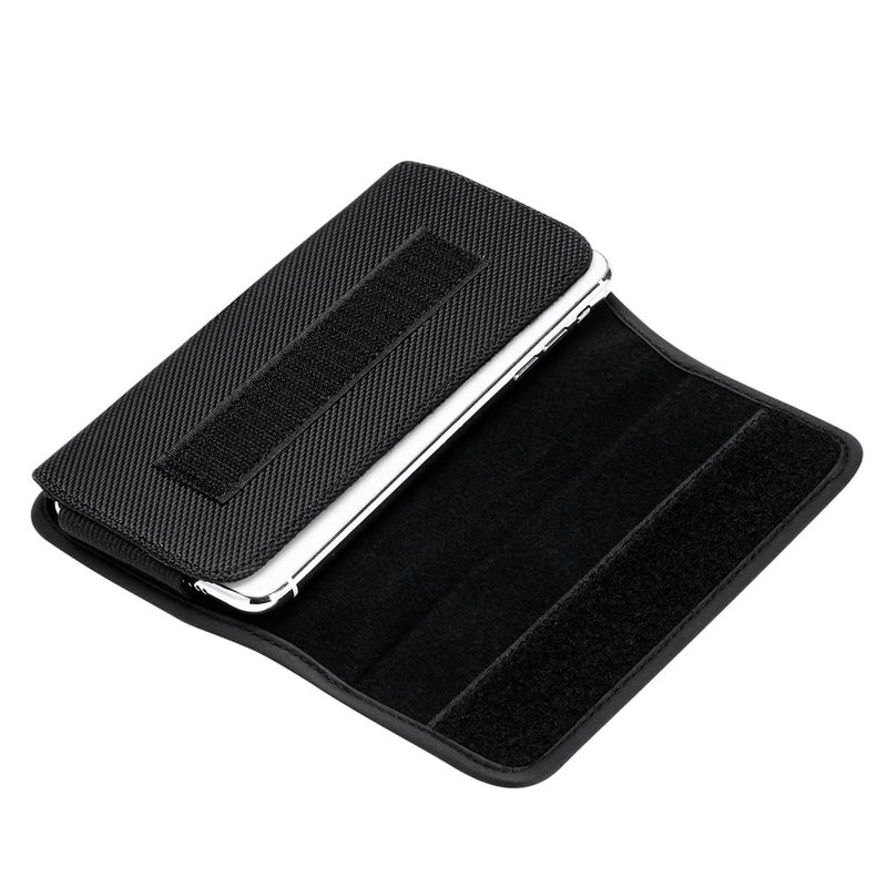 SYIDINZN Nylon Cell Phone Pouch Holster Case Bag with Belt Clip for iPhone 14 13 12 11 Pro Max Moto Samsung Galaxy S22 S21 S20 Fe Plus Ultra, A12 A13 A32 A53 A03s Note 20 Ultra (Black-XXL) - Image 4