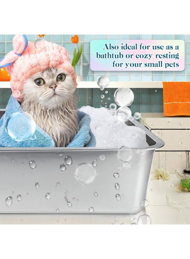 M.A&F's Stainless Steel Cat Litter Box - Large Litter Box for Big Cats - Easy to Clean, Never Absorbs Odor, Stains, or Rusts - Silver (17.7" L x 13.5" W x 6" H) - Image 5