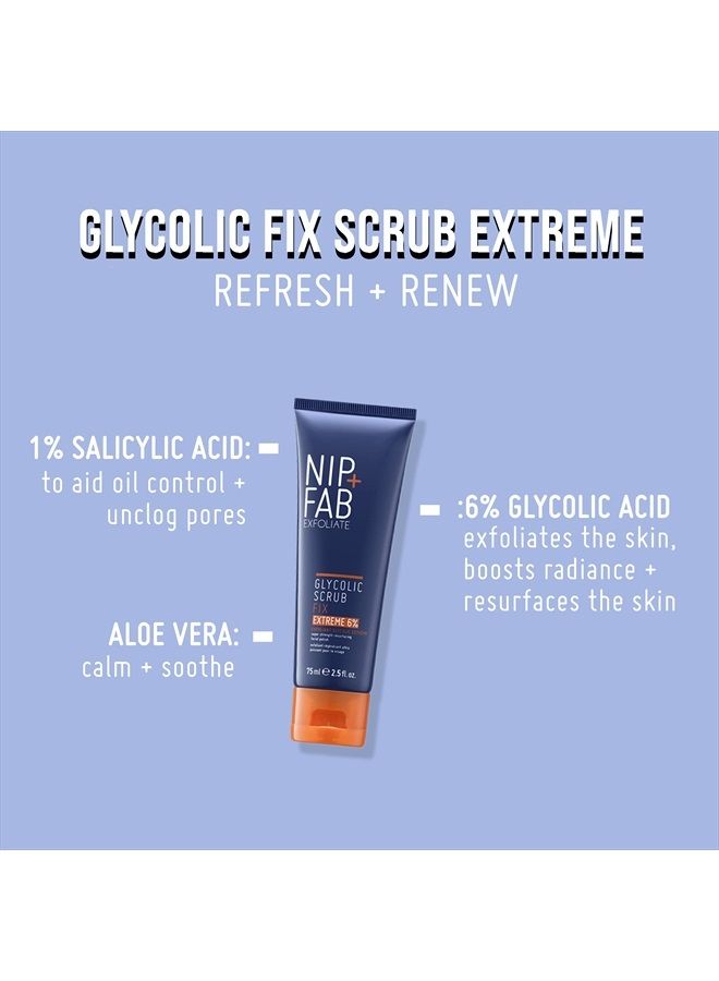 NIP+FAB Nip + Fab Glycolic Acid Fix Face Scrub Extreme with Salicylic Acid, Aloe Vera AHA/BHA Exfoliating Facial Cleanser Polish for Refining Pores Skin Brightening, 75 ml 2.5 fl oz - Image 5