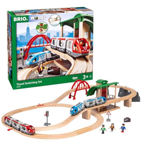 BRIO World  33512 Travel Switching Set  Premium Wooden Train Toy Set with 42 Pieces  Accessories  Perfect for Children Ages 3 and Up  Compatible with All BRIO Railway Toys - Image 1