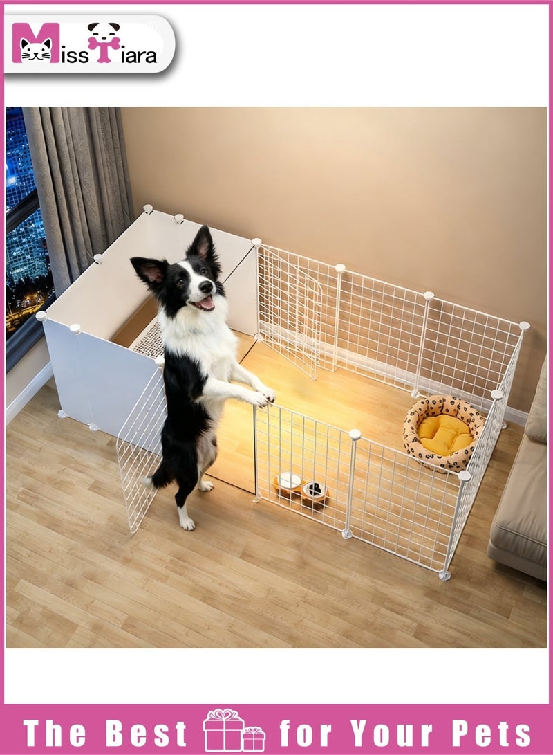 MissTiara Pet fence dog isolation indoor Small and medium dogs kennel with toilet area can be freely combined Size: 165*75*47 - Image 1