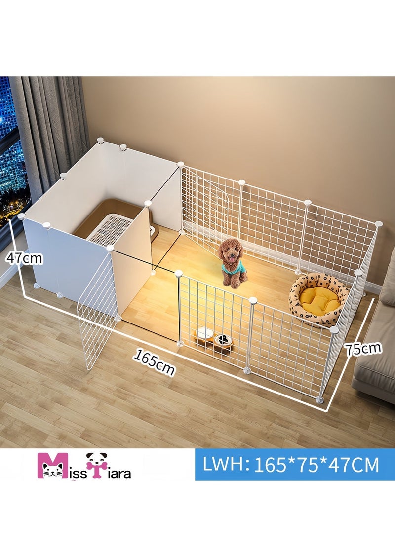 MissTiara Pet fence dog isolation indoor Small and medium dogs kennel with toilet area can be freely combined Size: 165*75*47 - Image 2