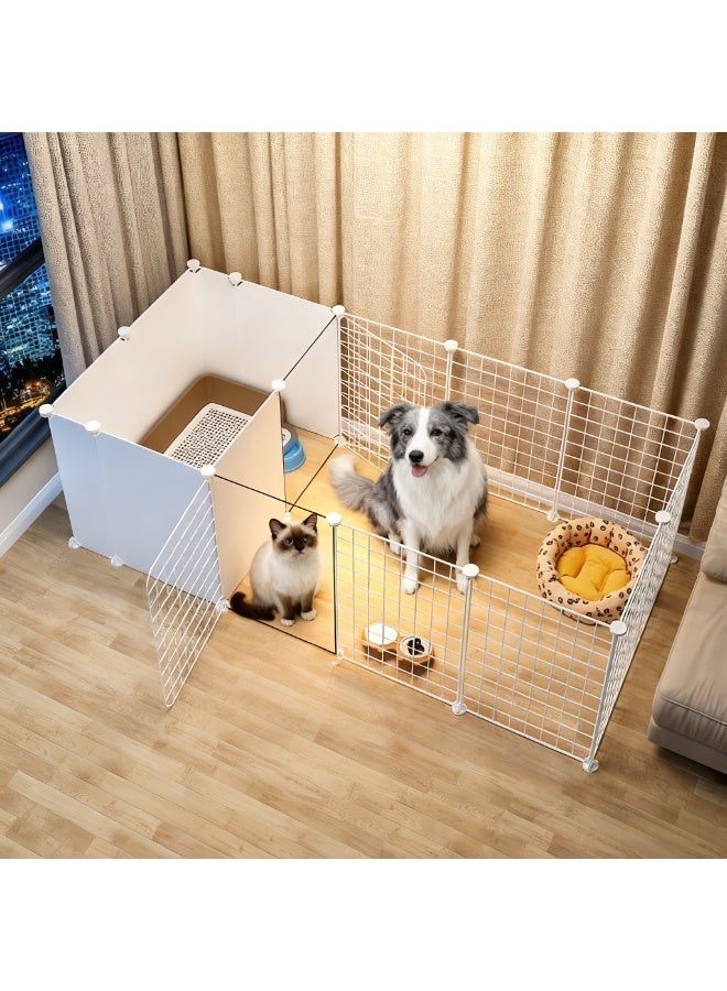 MissTiara Pet fence dog isolation indoor Small and medium dogs kennel with toilet area can be freely combined Size: 165*75*47 - Image 4