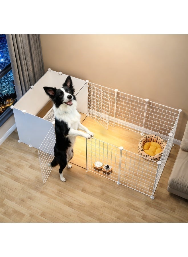 MissTiara Pet fence dog isolation indoor Small and medium dogs kennel with toilet area can be freely combined Size: 165*75*47 - Image 5