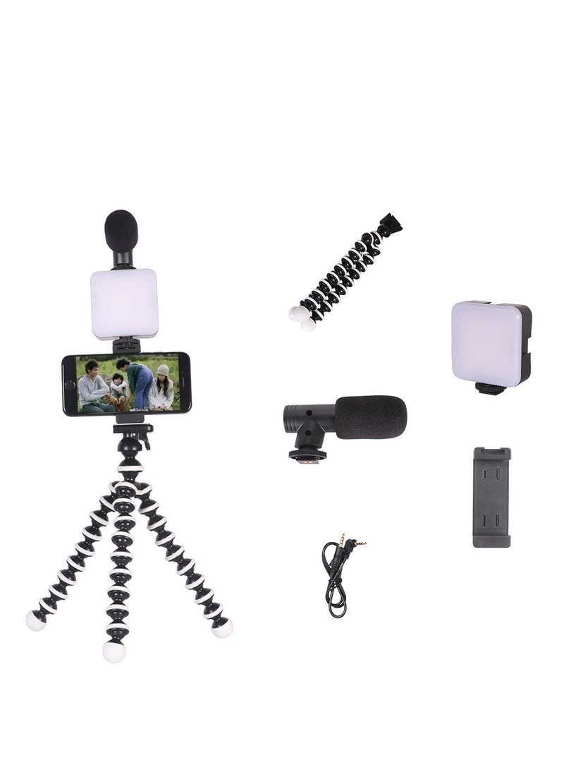 Phone Vlog Video Kit Smartphone Vlogging Kit for iPhone u0026 Android Youtube Starter Kit Podcast equipment Includes 3.5 mm audio jack Tripod Shotgun Mic LED Fill Light Holder - Image 2