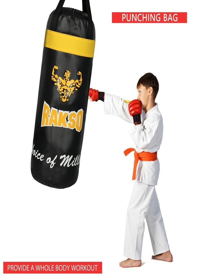 Rakso Boxing Yellow Black Kit Set for Joiner Kids Boxing Gloves with Boxing Head Guard with Punching Bag for Kids 3 to 10 Years Kids - Image 3