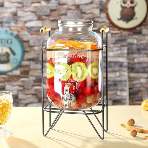 Bellemax 3 Litre Glass Iced Drink Dispenser with Spout & Tap, Steel Lid and Stand– Cold Beverage Tank for Water, Cocktails, Detox Drinks & More, Perfect for Parties & Events,Daily Uses(Set of 1) - Image 2