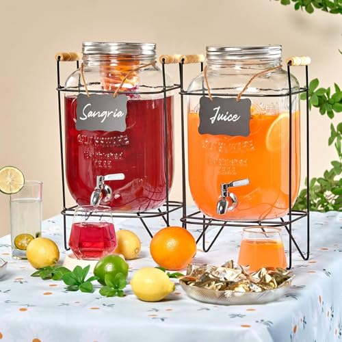 Bellemax 3 Litre Glass Iced Drink Dispenser with Spout & Tap, Steel Lid and Stand– Cold Beverage Tank for Water, Cocktails, Detox Drinks & More, Perfect for Parties & Events,Daily Uses(Set of 1) - Image 5