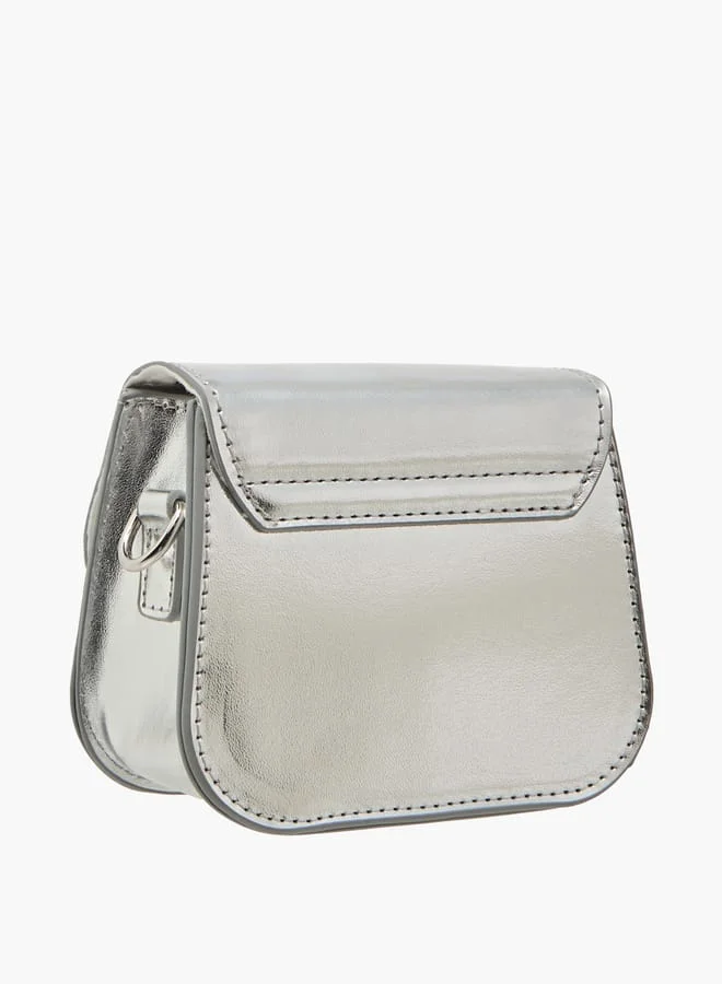 Little Missy Girls Embellished Crossbody Bag with Detachable Chain Strap and Button Closure