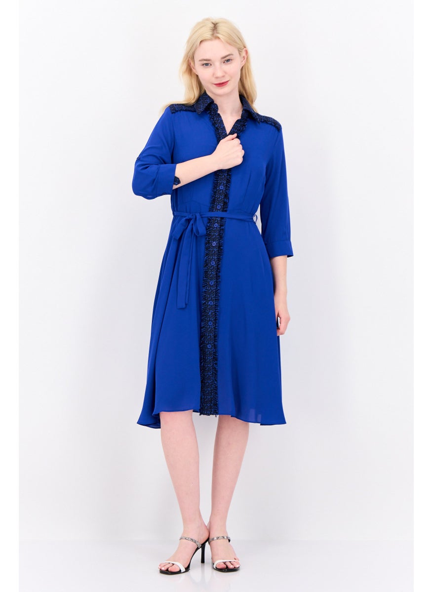 Nanette lepore - Women Textured Midi Dress, Blue - Image 1