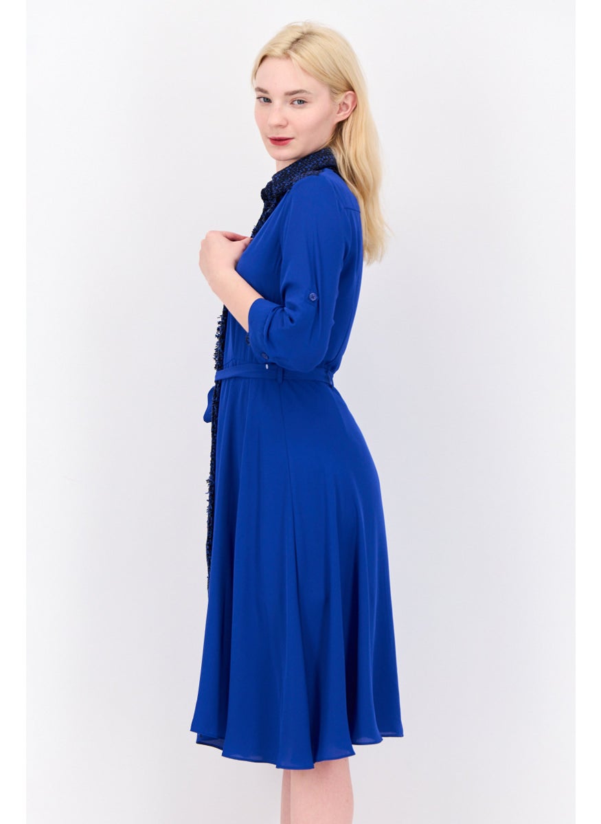 Nanette lepore - Women Textured Midi Dress, Blue - Image 1