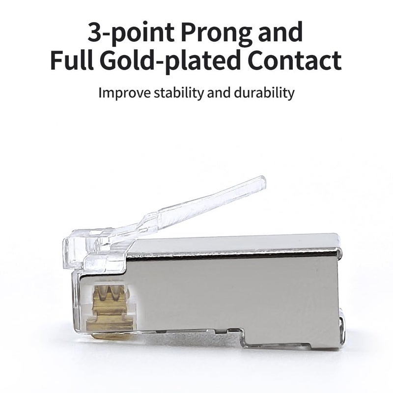 XANHAM 25 Pack Cat 6 Pass Through Shielded RJ45 Connector with Strain Relief Boots Modular Crimp Network Plug for 23AWG Cat6, Cat5, Cat5e SFTP and FTP Solid or Stranded Ethernet Cable - Image 5