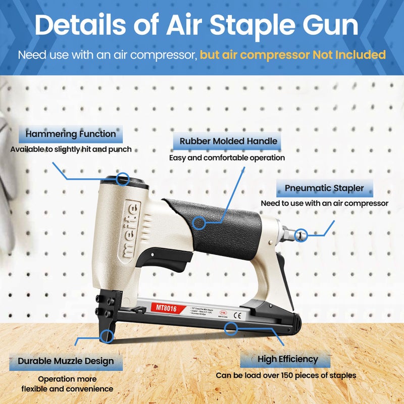 Meite مايتي MT8016 دبابيس هوائية لتنجيد 21 قياس 80 سلسلة 1/2 بوصة تاج 6-16 مم (1/4 إلى 5/8 بوصة) طول دبابيس صناعية رفيعة السلك - Image 2
