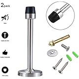 Gudui Door Stopper, 2(Pack) Stainless Steel Solid Rigid Door Stop, Extra Long Modern Heavy Duty Brushed Satin Nickel - Image 1