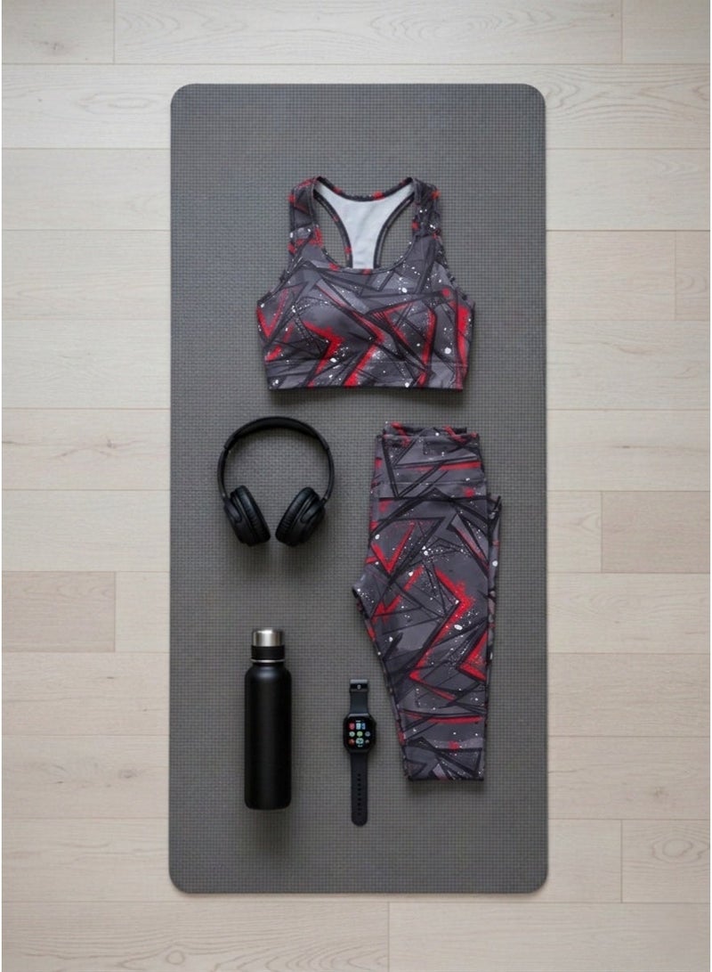 Plus Size 2-Piece Sports Set for Women – Printed Sports Bra & High-Waist Leggings | Soft Stretch Fabric | Made in Turkey - Image 3