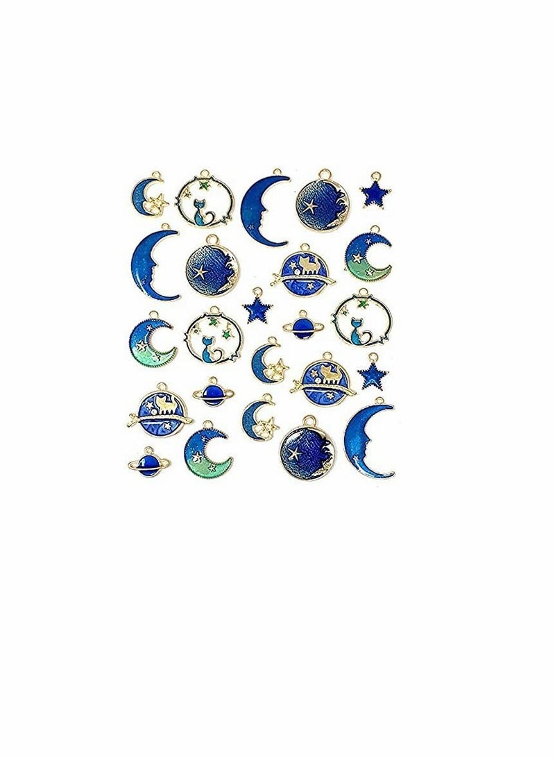 Assorted Gold Plated Enamel Cat Moon Star Celestial Charm for jewelry making supplies kit Earrings Necklace Bracelet Jewelry Making and Crafting  - Image 1