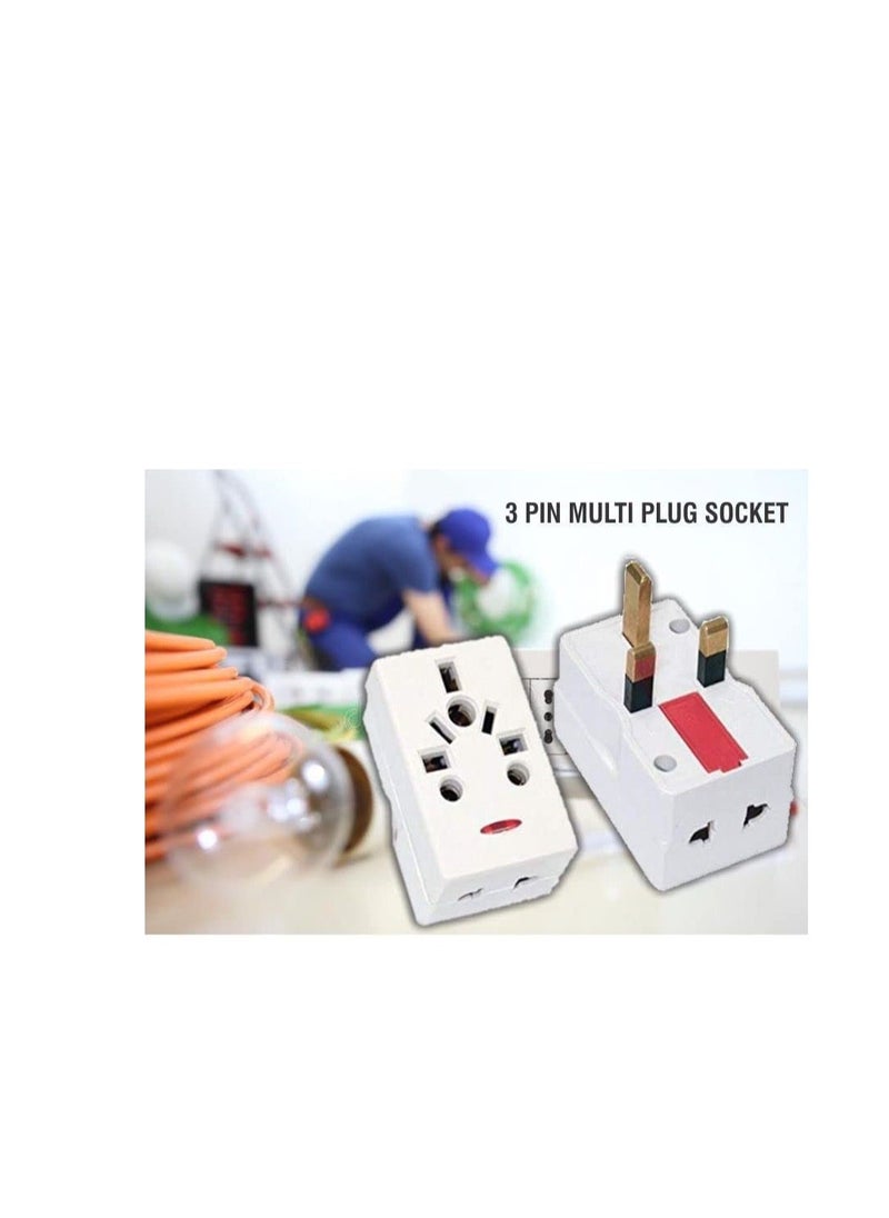3 Way Adapter with Square-Pin, Universal Socket with Light And 13A Fuse. Travel Adaptor for KSA/UAE/UK/HK, AC Power Plug for US/AU/JP/CN, 3 Pin plug adapter 13Amp Multiplug 3 Way Multi Plug