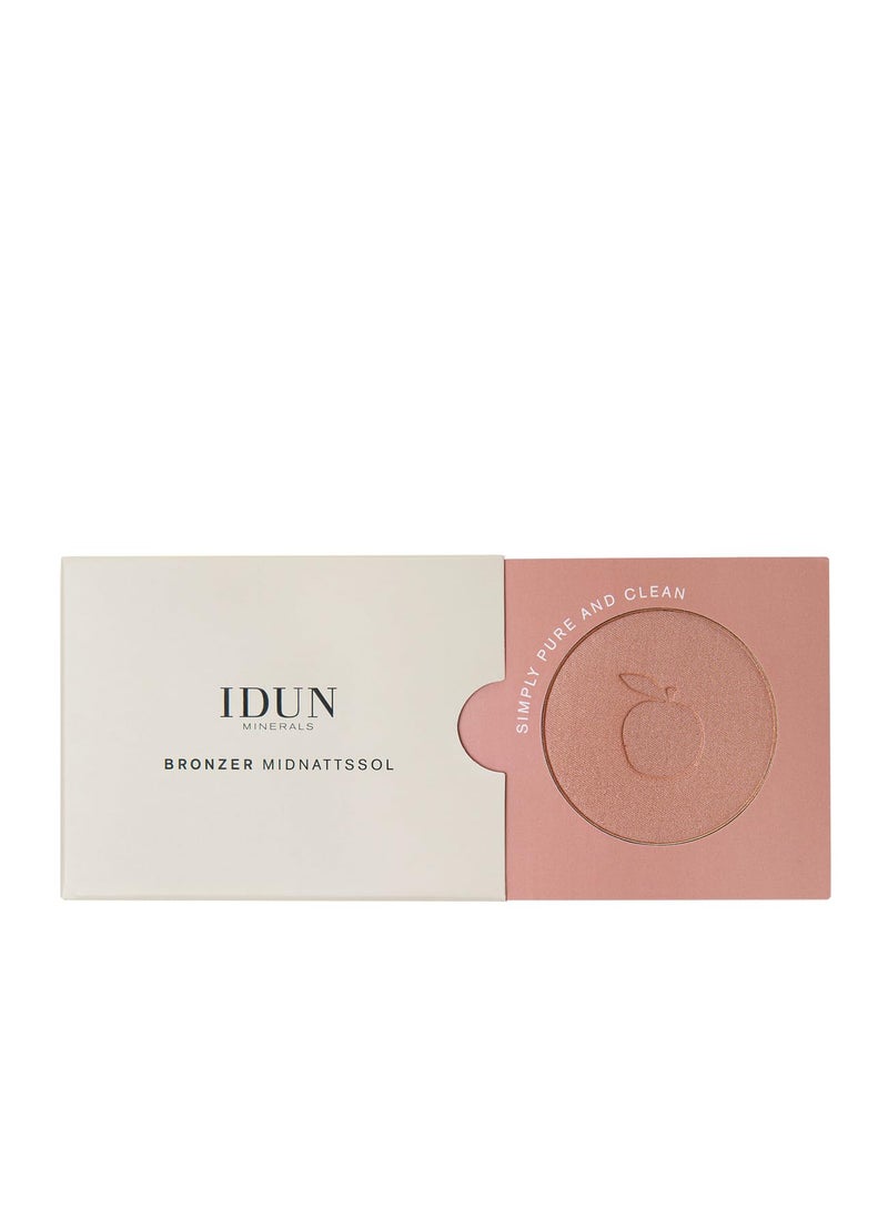 IDUN MINERALS Shimmering Mineral Bronzer Midnattssol  Baked Bronzing Powder For a Warm Subtle Shimmer  Weightless Buildable Blend for Sculpting and Contouring  Clean Vegan Formula  018 oz 