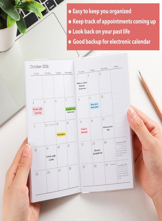 ReliThick 2026 Pocket Calendar for Purse Small Monthly Planner for Women Handy Weekly Pocket Planner Journal Notebook Christmas New Year Gift Sister Friends Women (2026-2027,Strawberry) - Image 5