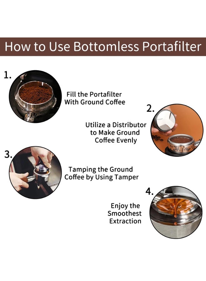 51mm Bottomless Portafilter Compatible for CASABREWS Espresso Machine CM5418, 3700Essential, Mr. Coffee Espresso and Cappuccino Machine, Wirsh Espresso Maker, Stainless Steel Filter Holder and Filter - Image 3