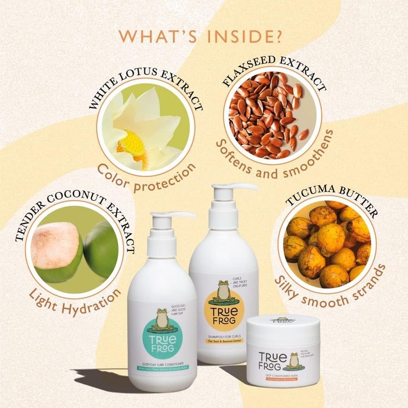 TRue FRoG Shampoo for Curls Everyday Hair Conditioner and Deep Conditioning Mask for Curly Wavy Dry and Frizzy Hair Sulphate and Paraben Free Combo Pack of 3 700 ML - Image 2