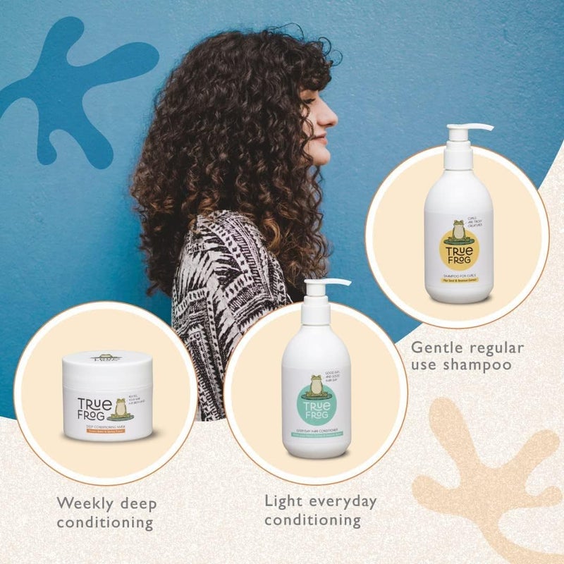 TRue FRoG Shampoo for Curls Everyday Hair Conditioner and Deep Conditioning Mask for Curly Wavy Dry and Frizzy Hair Sulphate and Paraben Free Combo Pack of 3 700 ML - Image 3