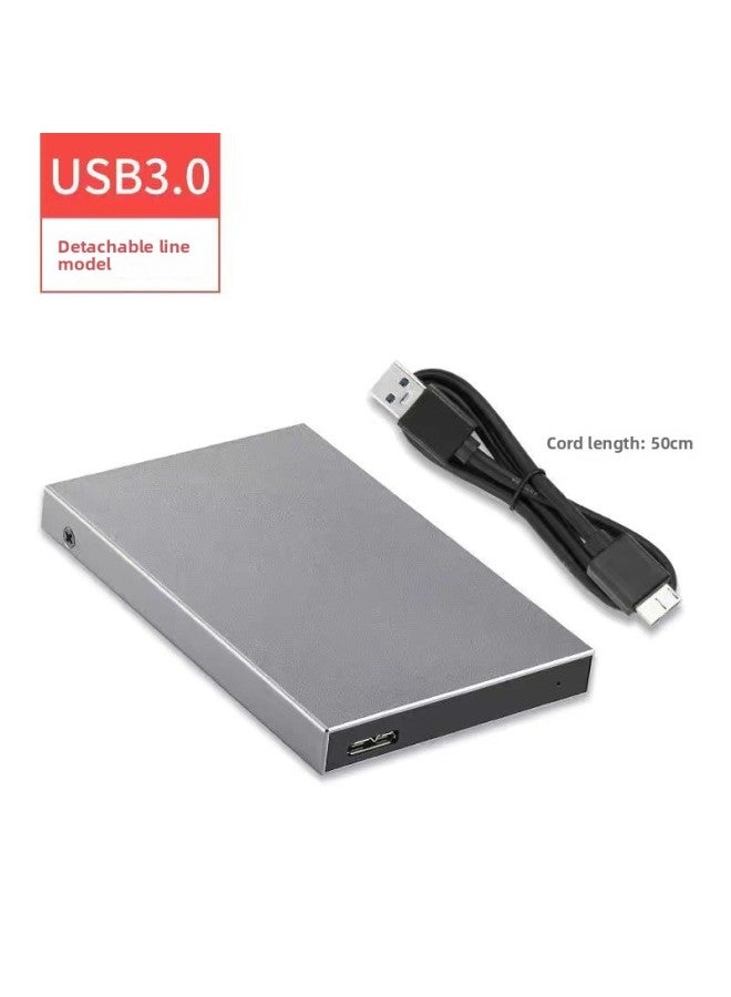 Biao Wang 2.5 High Speed 3.0/3.1Type-c External Mobile Hard Disk Box Solid State Mechanical Disk Desktop Reading-Color:USB3.0 Metallic Silver V600