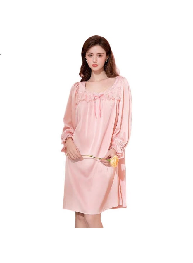 Fenton Fenteng Women'S New Ice Silk Lace Low-Cut Palace Style Thin Long Sleeve Dress - Image 1