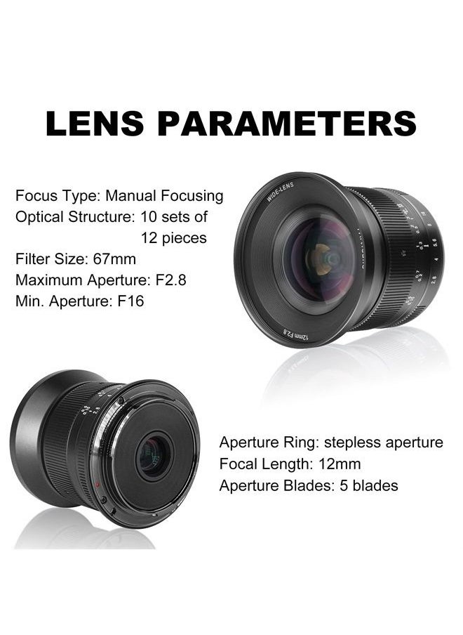 7artisans - 7 Artisans 12mm F2.8 Mark Ⅱ Ultra Wide Angle APS-C Manual Focus Prime Lens Compatible for Canon RF Mount Mirrorless Cameras EOS R/EOS R3/EOS RP/EOS R5/EOS R6 - Image 1