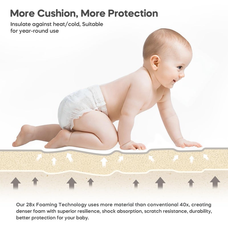 mamatepe Foldable Baby Play Mat 65 X 51 Waterproof DoubleSided Cushioned Activity Play Mat Soft Lightweight Foam Playmat with FoldUp Sides Non Slip Crawling  Playing for Infants and Toddler Alphabet - Image 5