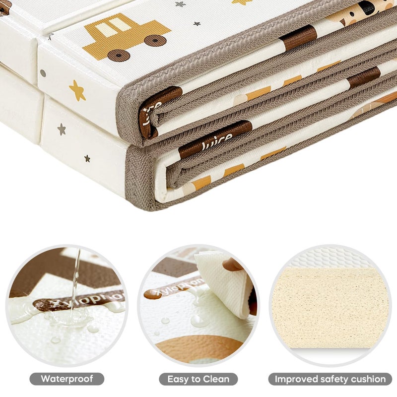 mamatepe Foldable Baby Play Mat 65 X 51 Waterproof DoubleSided Cushioned Activity Play Mat Soft Lightweight Foam Playmat with FoldUp Sides Non Slip Crawling  Playing for Infants and Toddler Alphabet - Image 2
