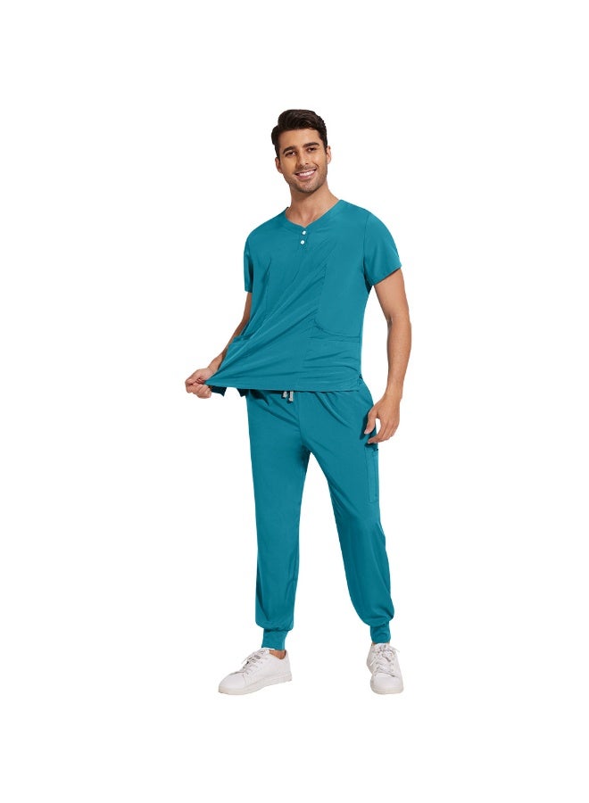 NIBEMINENT 2-Piece Working Scrubs Set - Scrubs Uniform Top & Pants for Surgery SPA & Beauty Workwear - Image 1