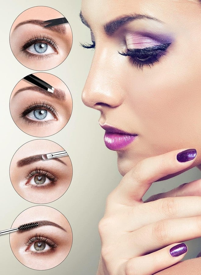 EBANKU 7pcs Eyelash Comb Brush Tools Eyebrow Brush Comb Eyelash Separator Tool Professional Eye Brow Spoolie Brushes for Makeup Grooming Eyelash Curler Silicone Refill Pads Tweezers Scissors - Image 5