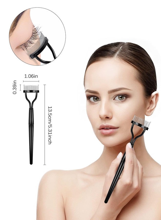 EBANKU 7pcs Eyelash Comb Brush Tools Eyebrow Brush Comb Eyelash Separator Tool Professional Eye Brow Spoolie Brushes for Makeup Grooming Eyelash Curler Silicone Refill Pads Tweezers Scissors - Image 3