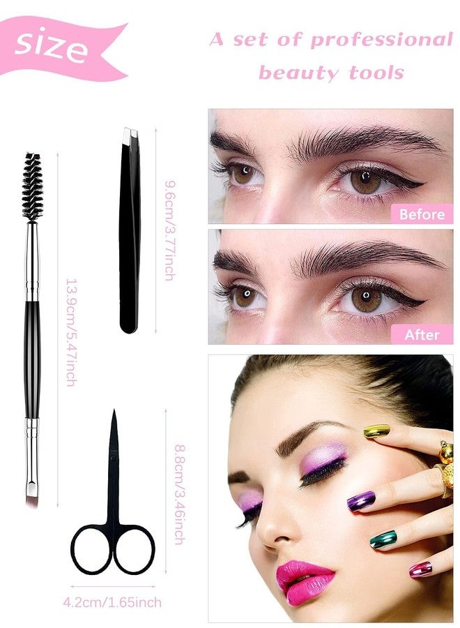EBANKU 7pcs Eyelash Comb Brush Tools Eyebrow Brush Comb Eyelash Separator Tool Professional Eye Brow Spoolie Brushes for Makeup Grooming Eyelash Curler Silicone Refill Pads Tweezers Scissors - Image 4