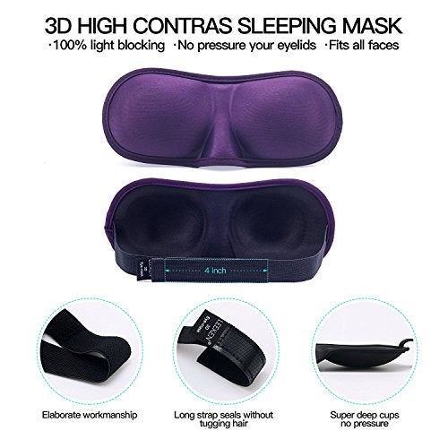 Hiver 100% Mulberry Silk Eye Mask, Super Smooth Sleep Mask and Blind Fold Eye Shade (Purple) - Image 2