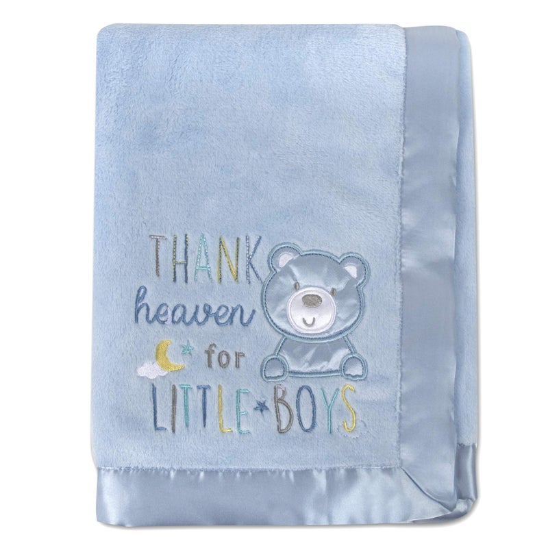 Baby Essentials 30x40 Fleece Baby Nursery Blanket with Satin Trim for Boys, Girls, and Unknown Gender Baby (Blue) - Image 2