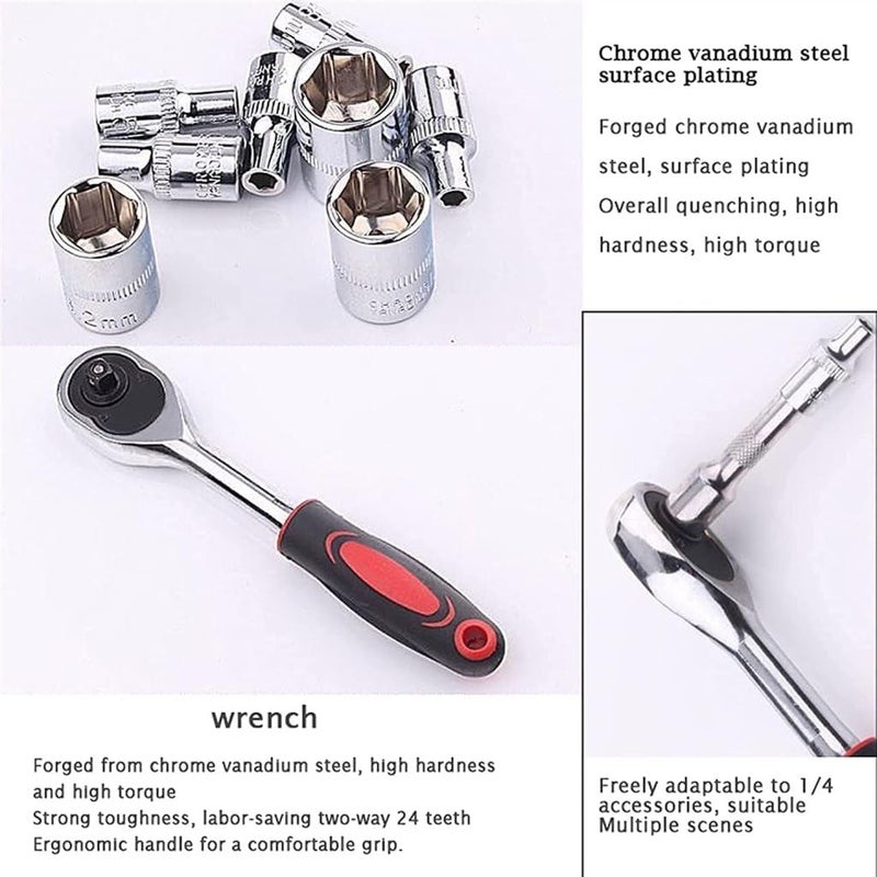 Veloxi EXIM Veloxi 46 in 1 Pcs Combination Wrench SetSocket for CarBike Repairing Hand Tool Long Handle and Hand Tools set for Auto Repairing and Household - Image 4